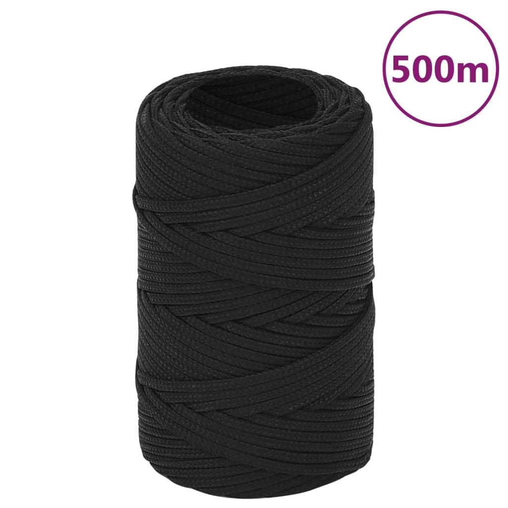 vidaXL Frânghie de barcă, negru complet, 2 mm, 500 m, polipropilenă vidaXL Frânghie de barcă, negru complet, 2 mm, 500 m, polipropilenă