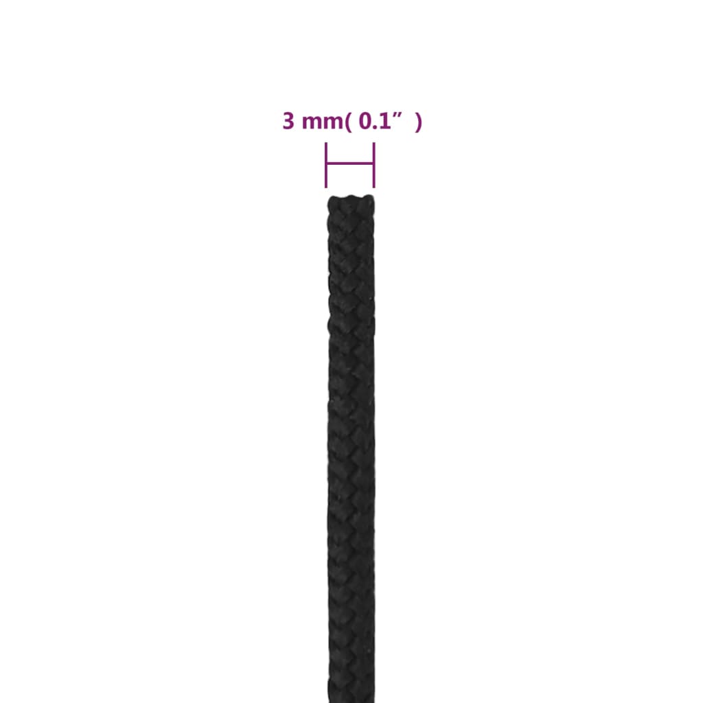 vidaXL Frânghie de barcă, negru complet, 3 mm, 100 m, polipropilenă vidaXL Frânghie de barcă, negru complet, 3 mm, 100 m, polipropilenă