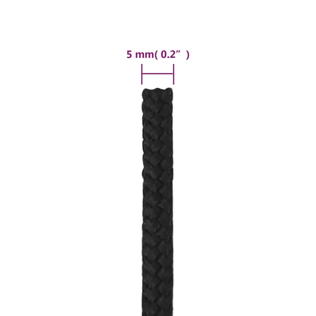 vidaXL Frânghie de barcă, negru complet, 5 mm, 50 m, polipropilenă vidaXL Frânghie de barcă, negru complet, 5 mm, 50 m, polipropilenă