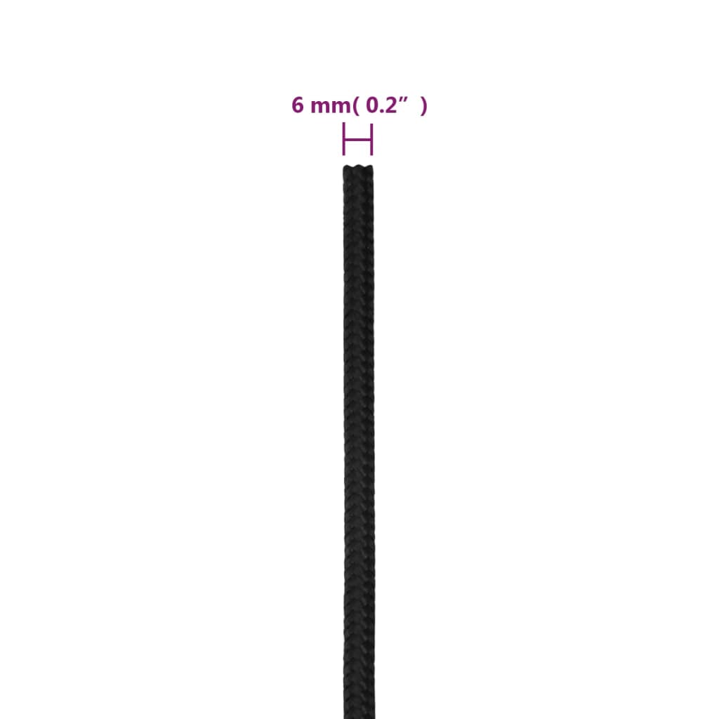 vidaXL Frânghie de barcă, negru complet, 6 mm, 50 m, polipropilenă vidaXL Frânghie de barcă, negru complet, 6 mm, 50 m, polipropilenă