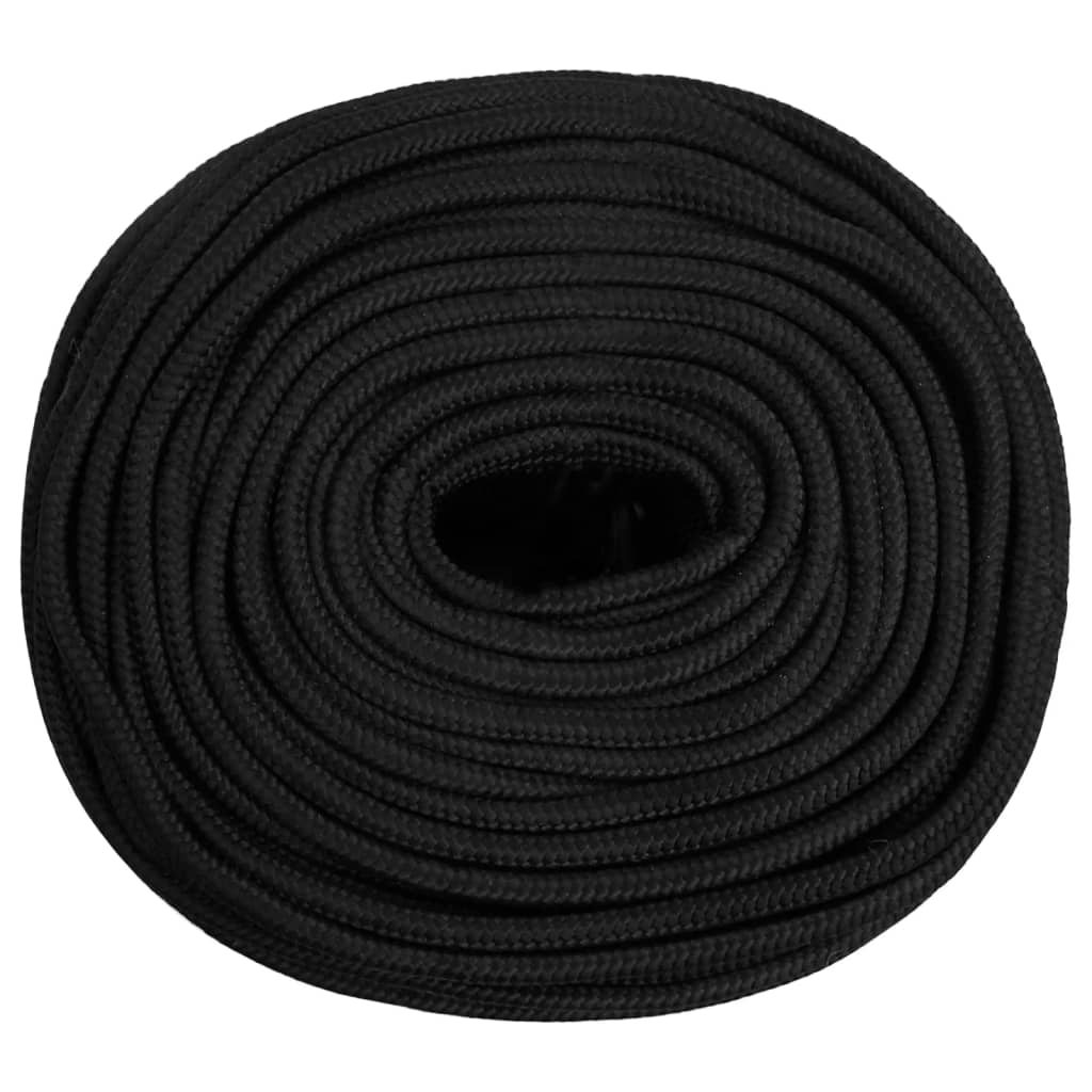 vidaXL Frânghie de barcă, negru complet, 8 mm, 25 m, polipropilenă