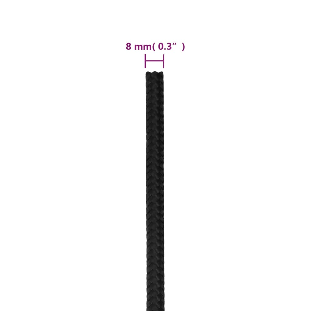 vidaXL Frânghie de barcă, negru complet, 8 mm, 500 m, polipropilenă vidaXL Frânghie de barcă, negru complet, 8 mm, 500 m, polipropilenă