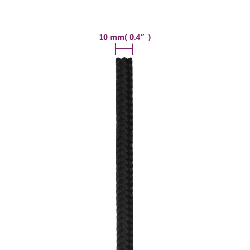 vidaXL Frânghie de barcă, negru complet, 10 mm, 25 m, polipropilenă vidaXL Frânghie de barcă, negru complet, 10 mm, 25 m, polipropilenă