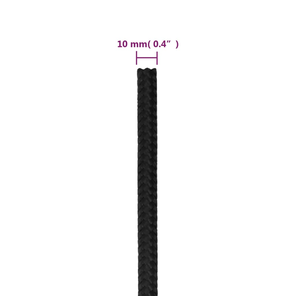 vidaXL Frânghie de barcă, negru complet, 10 mm, 50 m, polipropilenă vidaXL Frânghie de barcă, negru complet, 10 mm, 50 m, polipropilenă