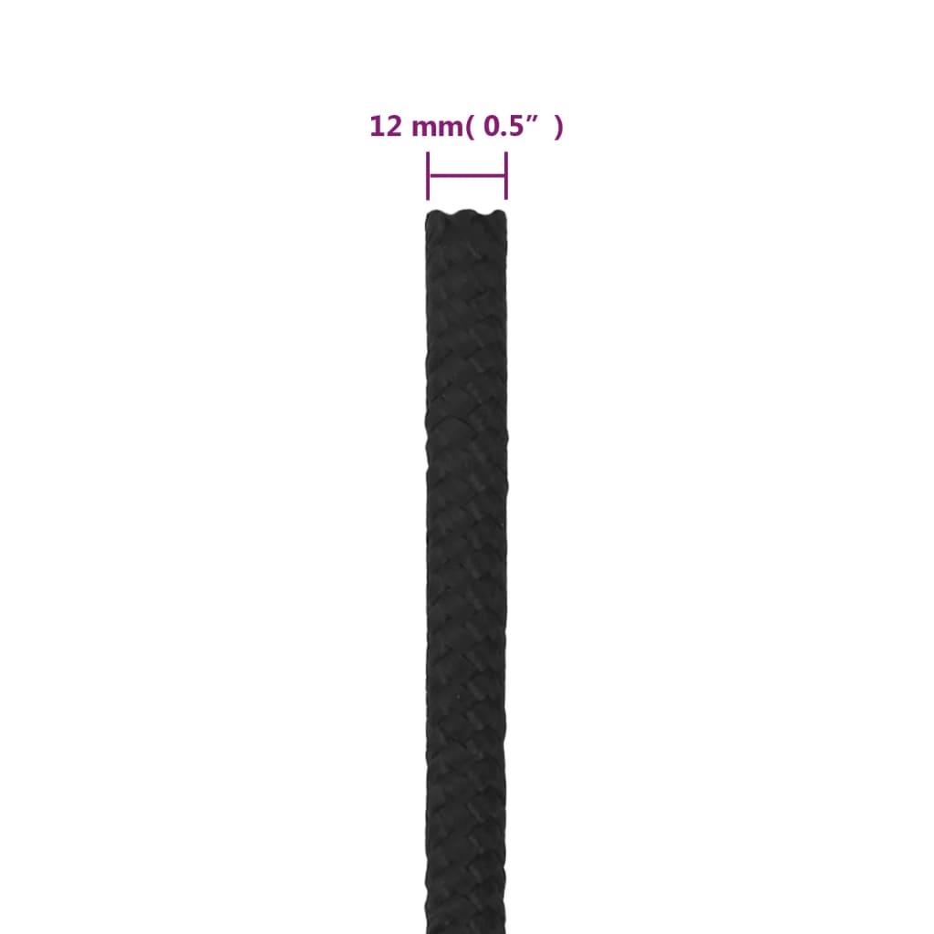 vidaXL Frânghie de barcă, negru complet, 12 mm, 250 m, polipropilenă vidaXL Frânghie de barcă, negru complet, 12 mm, 250 m, polipropilenă