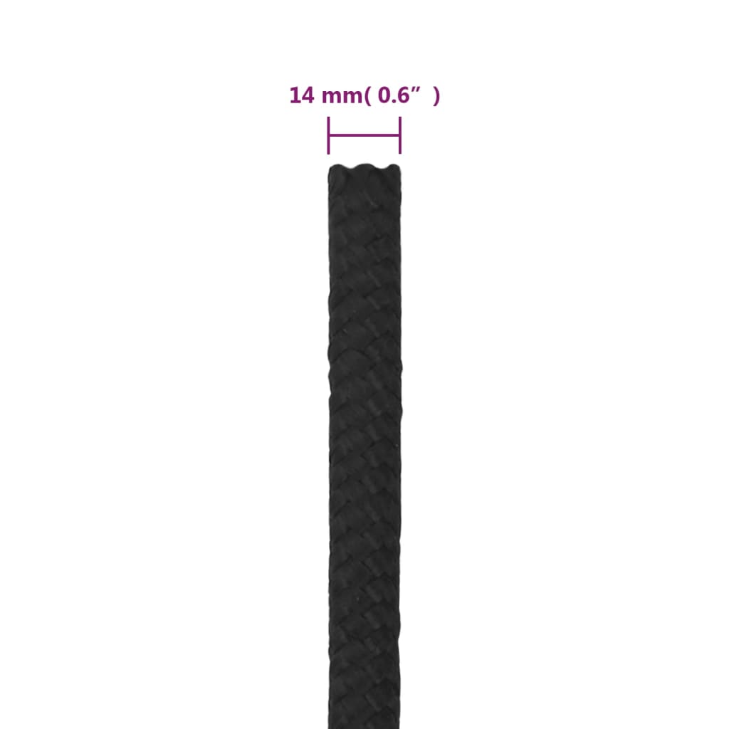 vidaXL Frânghie de barcă, negru complet, 14 mm, 25 m, polipropilenă vidaXL Frânghie de barcă, negru complet, 14 mm, 25 m, polipropilenă