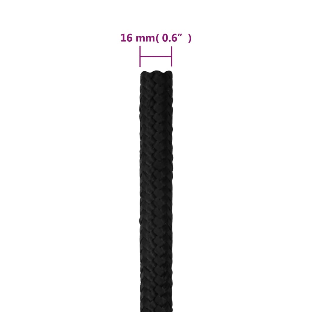 vidaXL Frânghie de barcă, negru complet, 16 mm, 100 m, polipropilenă vidaXL Frânghie de barcă, negru complet, 16 mm, 100 m, polipropilenă