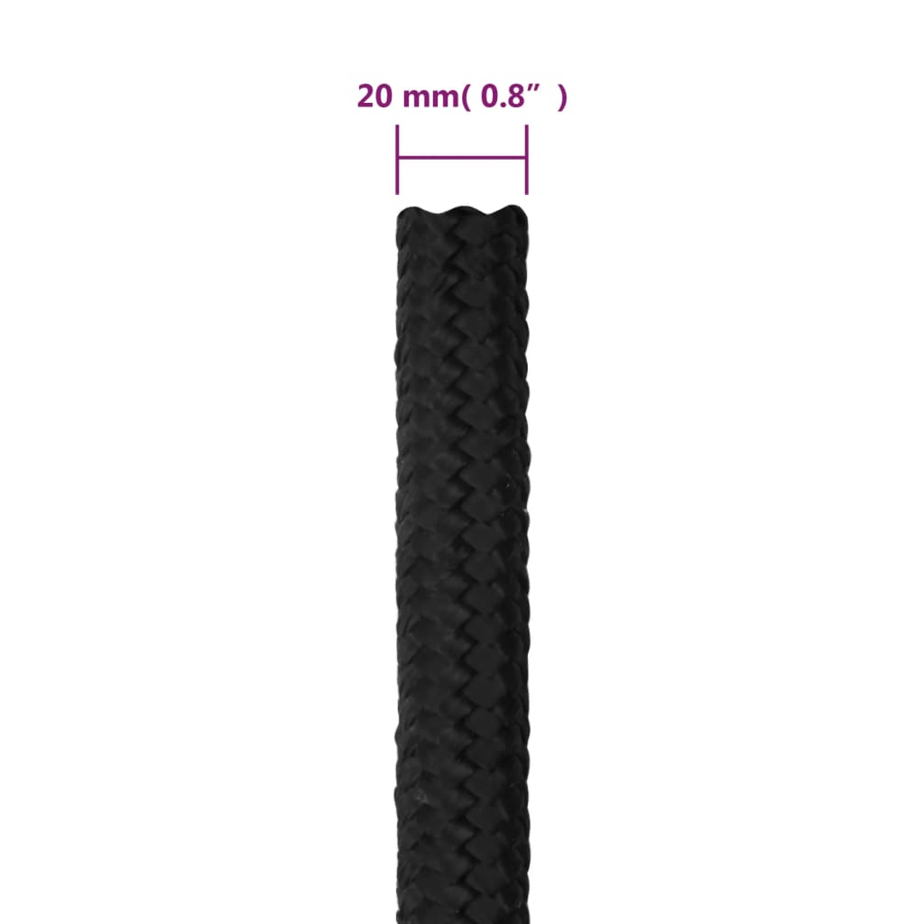 vidaXL Frânghie de barcă, negru complet, 20 mm, 50 m, polipropilenă vidaXL Frânghie de barcă, negru complet, 20 mm, 50 m, polipropilenă