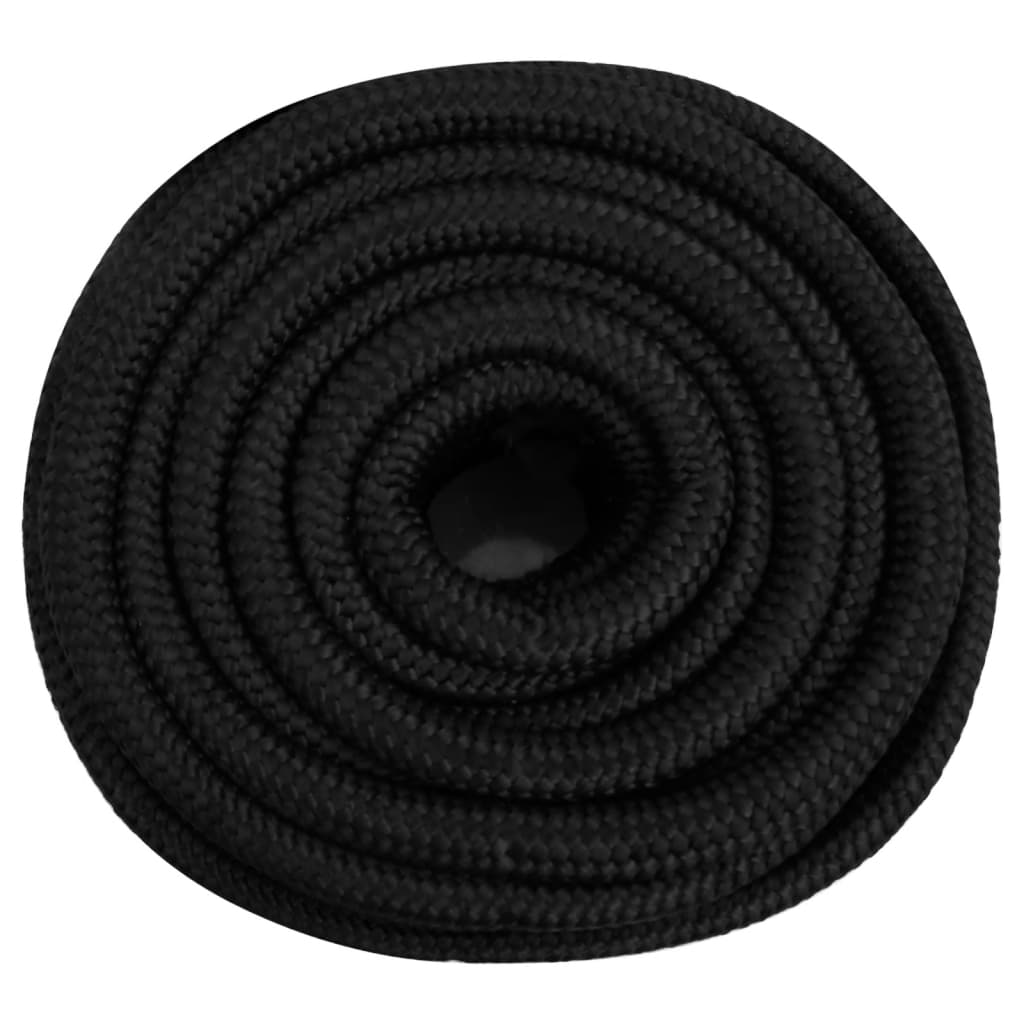 vidaXL Frânghie de barcă, negru complet, 20 mm, 100 m, polipropilenă