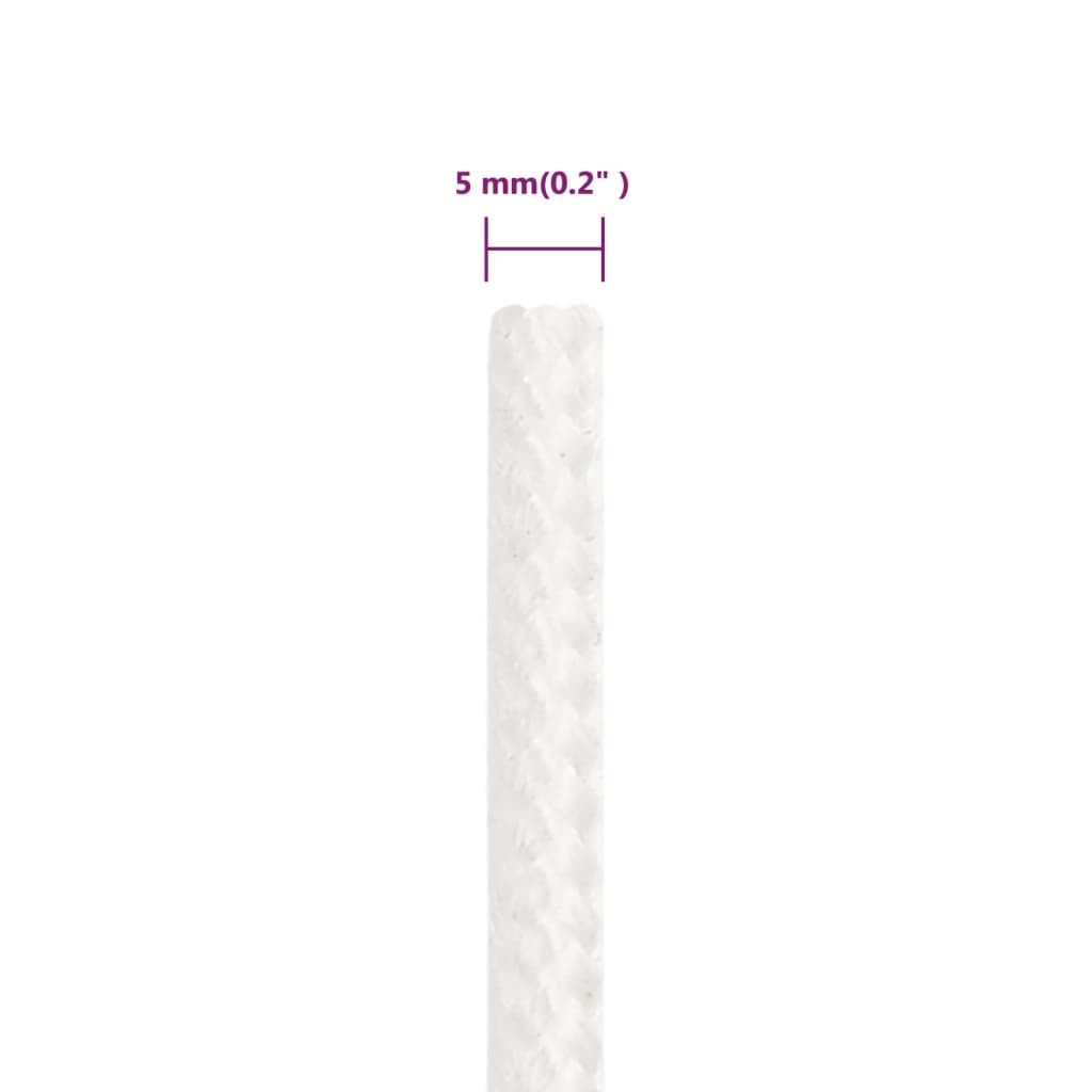 vidaXL Frânghie de barcă, alb complet, 5 mm, 500 m, polipropilenă