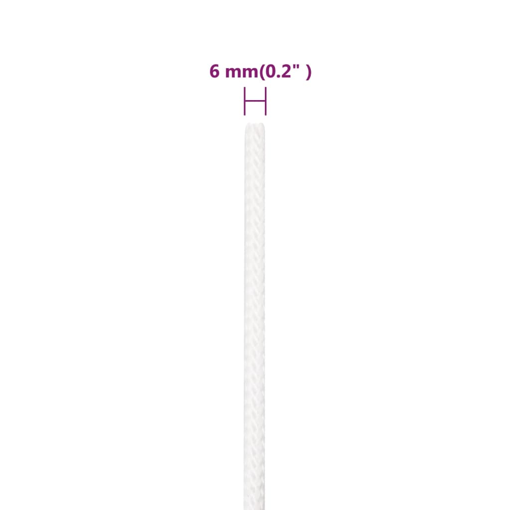 vidaXL Frânghie de barcă, alb complet, 6 mm, 500 m, polipropilenă vidaXL Frânghie de barcă, alb complet, 6 mm, 500 m, polipropilenă