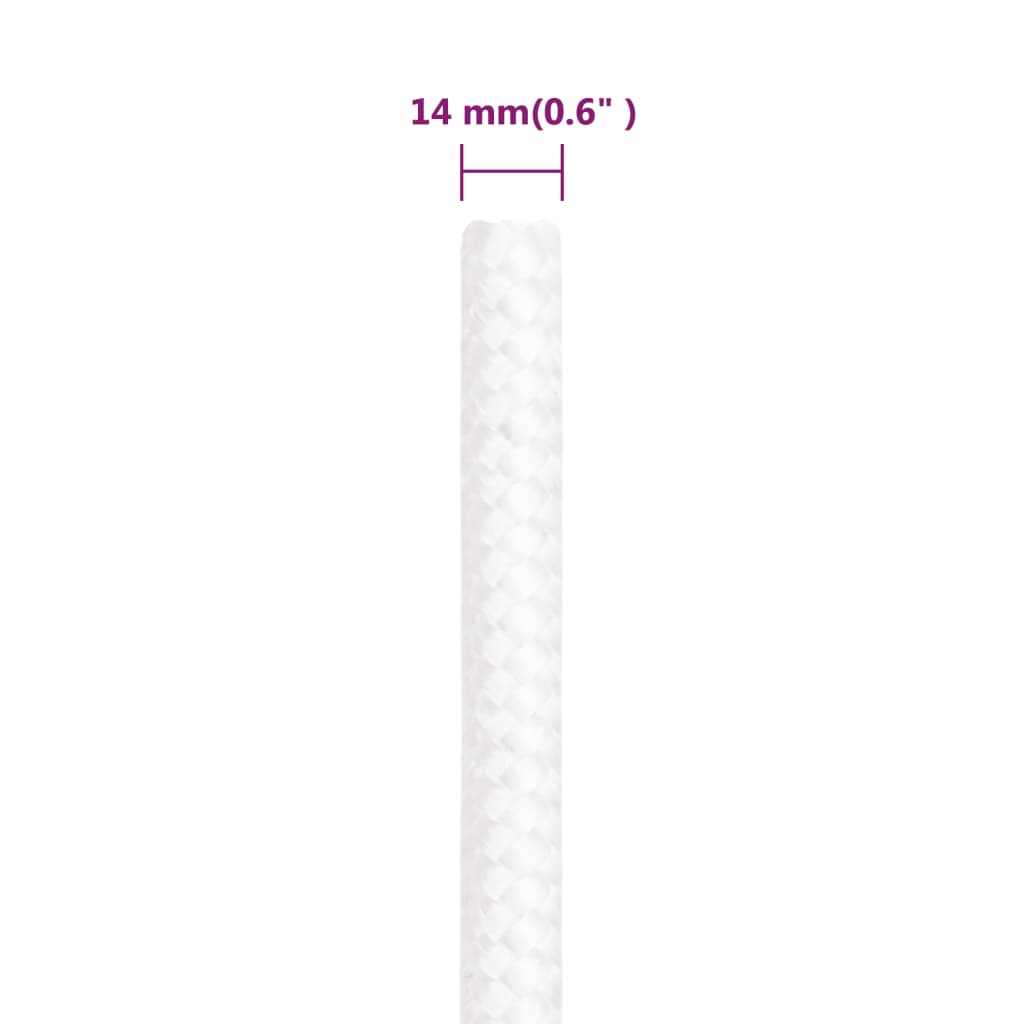 vidaXL Frânghie de barcă, alb complet, 14 mm, 25 m, polipropilenă vidaXL Frânghie de barcă, alb complet, 14 mm, 25 m, polipropilenă