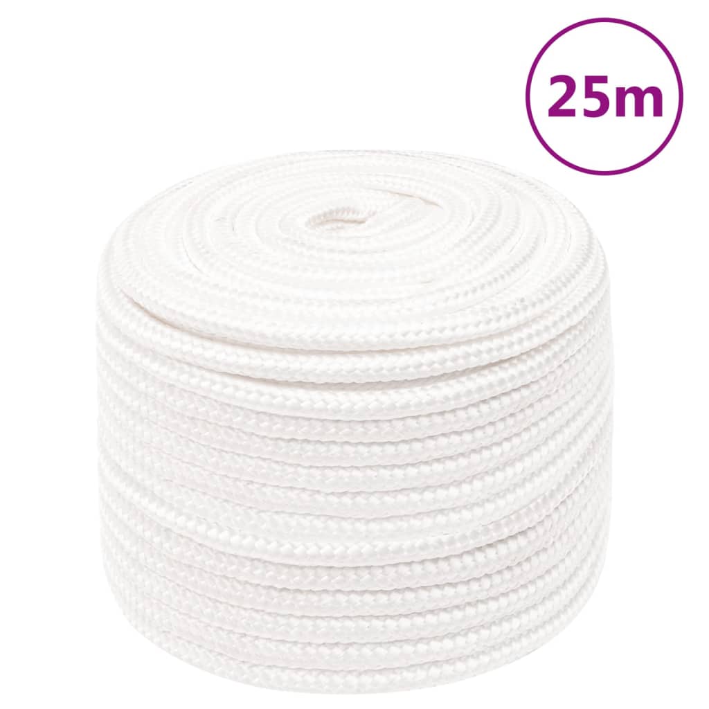 vidaXL Frânghie de barcă, alb complet, 14 mm, 25 m, polipropilenă vidaXL Frânghie de barcă, alb complet, 14 mm, 25 m, polipropilenă