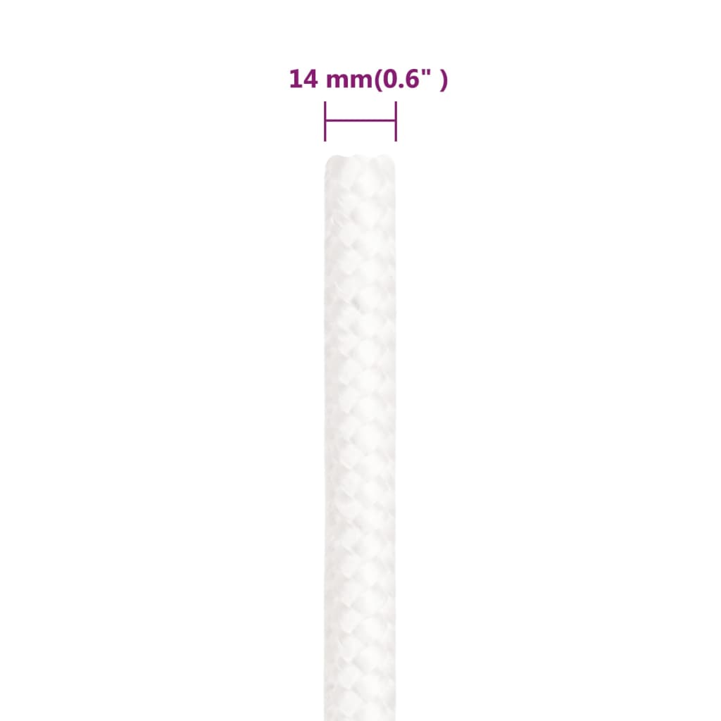 vidaXL Frânghie de barcă, alb complet, 14 mm, 50 m, polipropilenă vidaXL Frânghie de barcă, alb complet, 14 mm, 50 m, polipropilenă