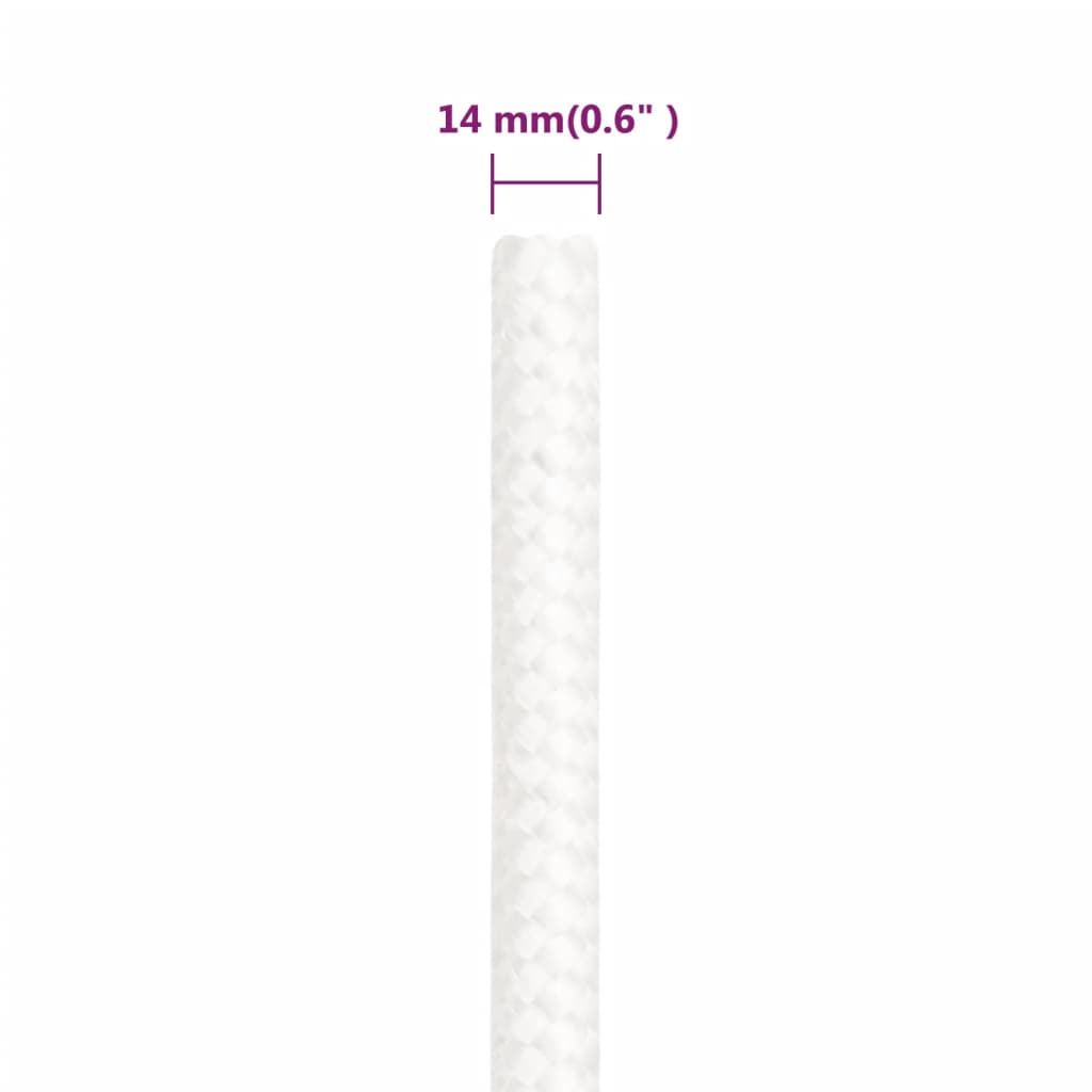 vidaXL Frânghie de barcă, alb complet, 14 mm, 250 m, polipropilenă vidaXL Frânghie de barcă, alb complet, 14 mm, 250 m, polipropilenă