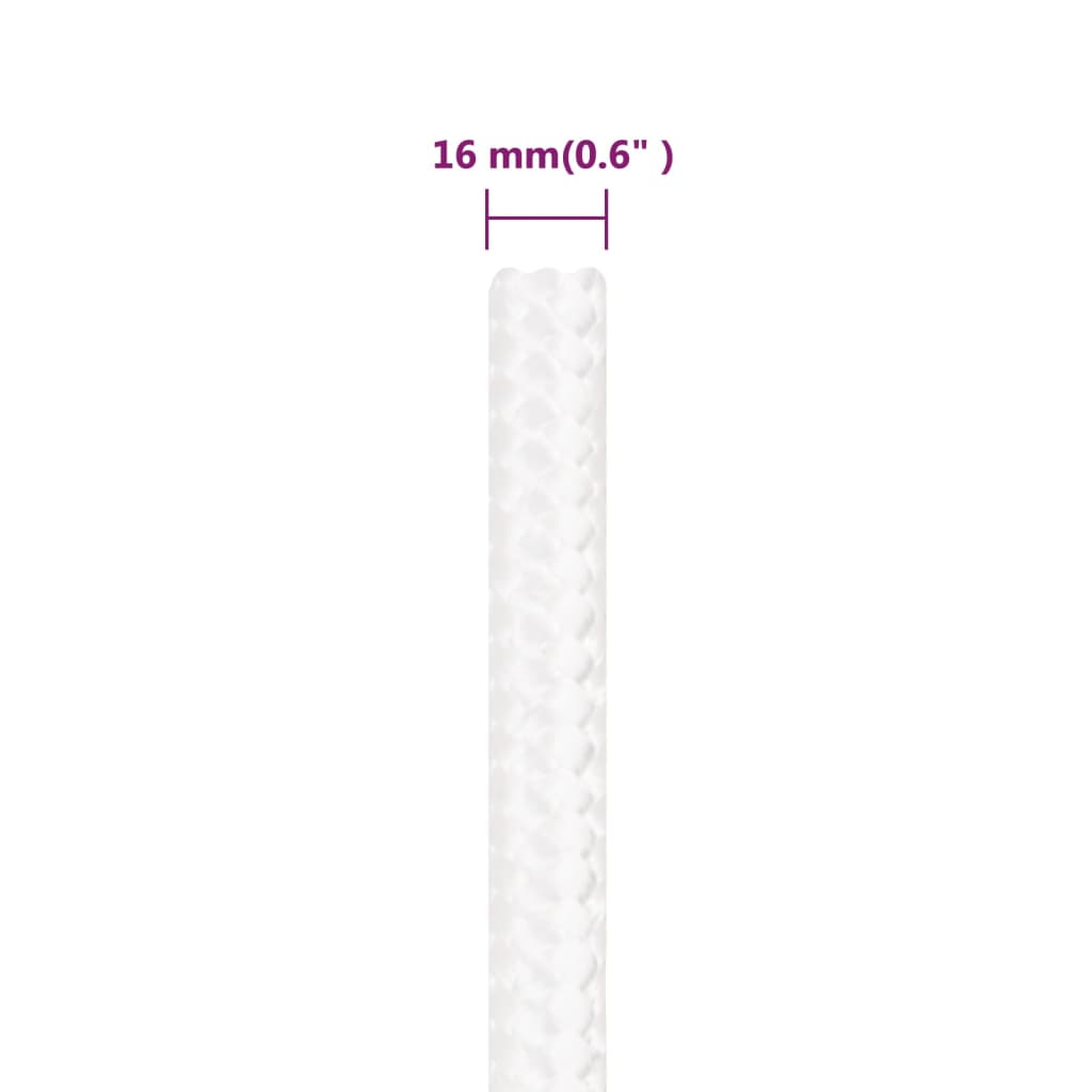 vidaXL Frânghie de barcă, alb complet, 16 mm, 50 m, polipropilenă vidaXL Frânghie de barcă, alb complet, 16 mm, 50 m, polipropilenă