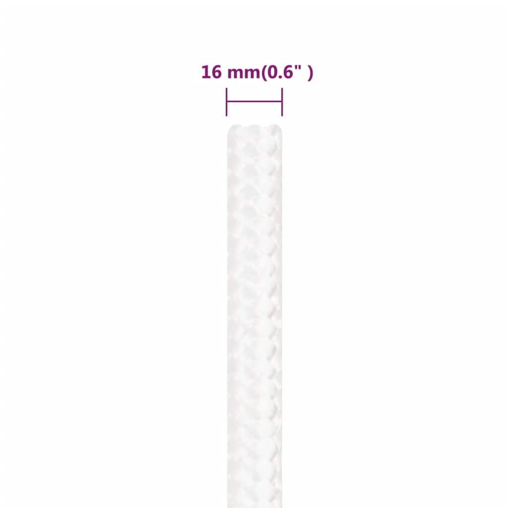 vidaXL Frânghie de barcă, alb complet, 16 mm, 100 m, polipropilenă vidaXL Frânghie de barcă, alb complet, 16 mm, 100 m, polipropilenă