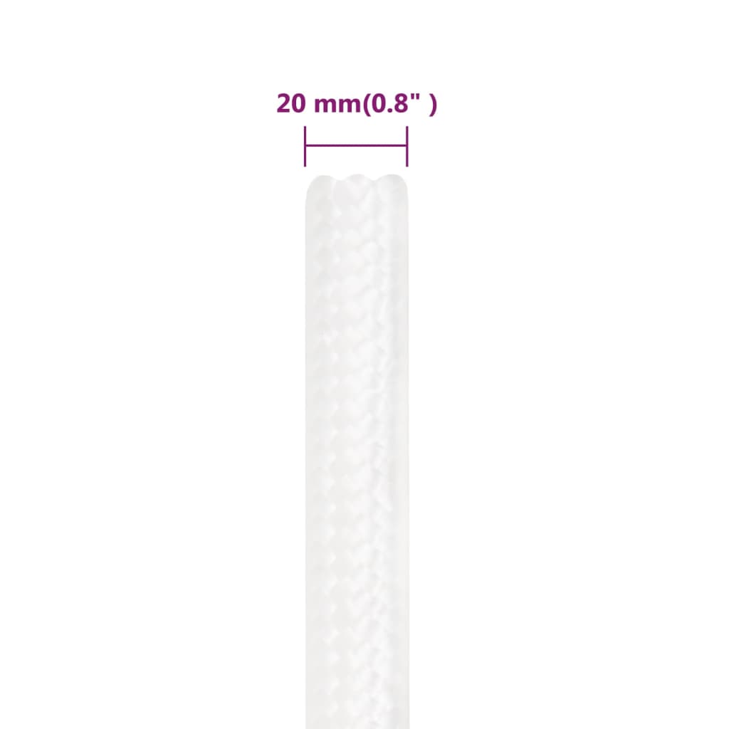 vidaXL Frânghie de barcă, alb complet, 20 mm, 25 m, polipropilenă