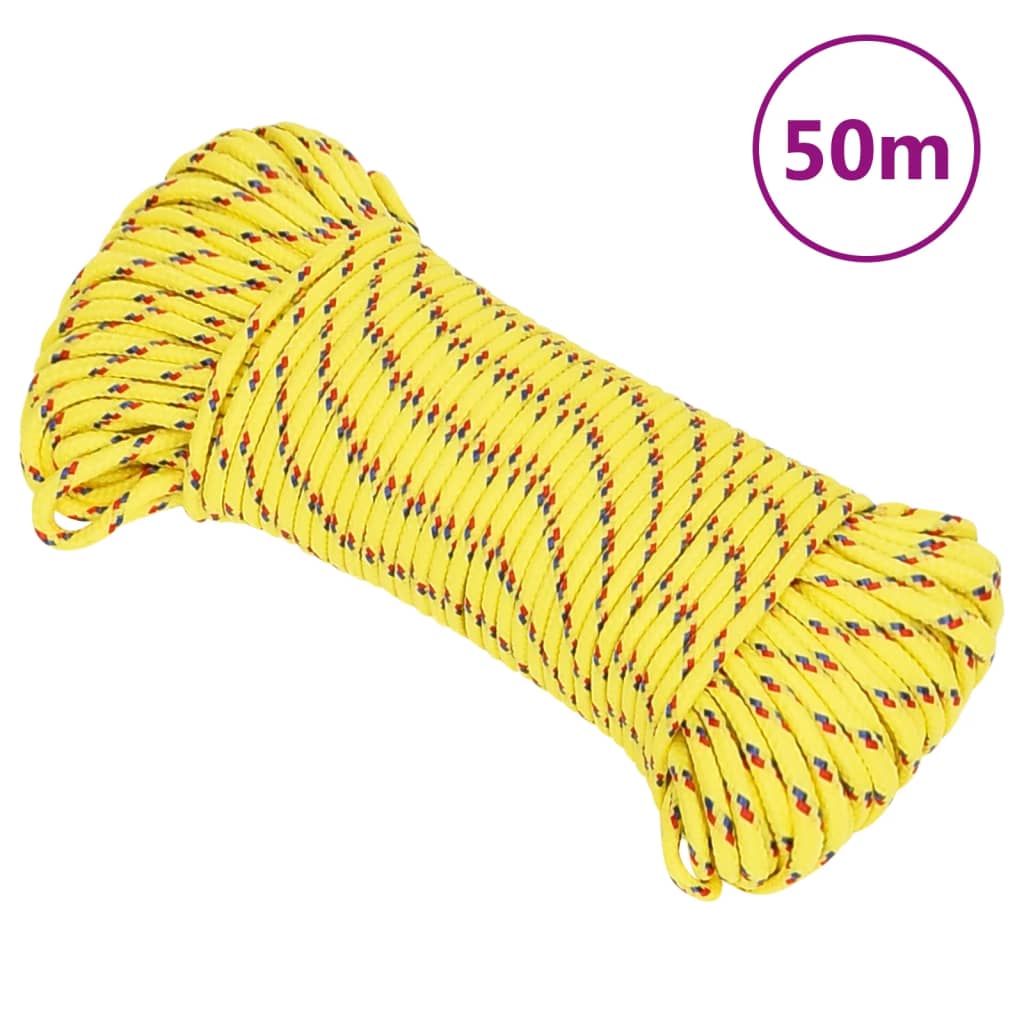 vidaXL Frânghie de barcă, galben, 3 mm, 50 m, polipropilenă vidaXL Frânghie de barcă, galben, 3 mm, 50 m, polipropilenă