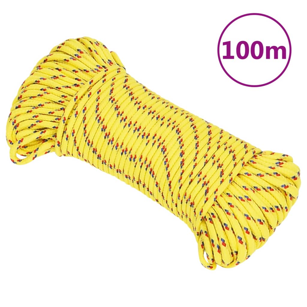 vidaXL Frânghie de barcă, galben, 3 mm, 100 m, polipropilenă vidaXL Frânghie de barcă, galben, 3 mm, 100 m, polipropilenă