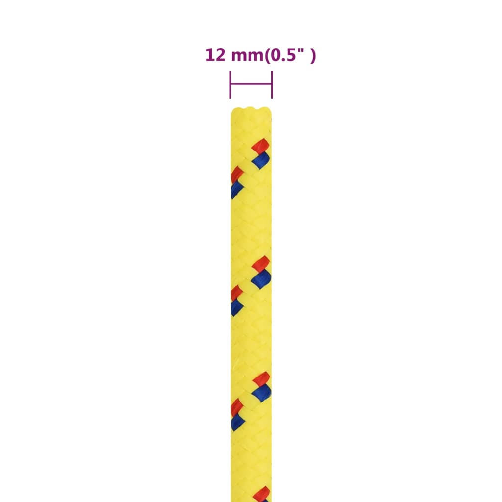 vidaXL Frânghie de barcă, galben, 12 mm, 25 m, polipropilenă vidaXL Frânghie de barcă, galben, 12 mm, 25 m, polipropilenă