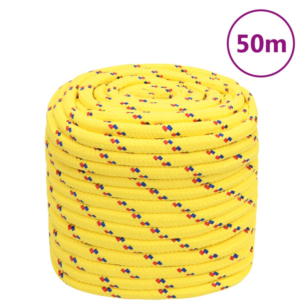 vidaXL Frânghie de barcă, galben, 16 mm, 50 m, polipropilenă vidaXL Frânghie de barcă, galben, 16 mm, 50 m, polipropilenă