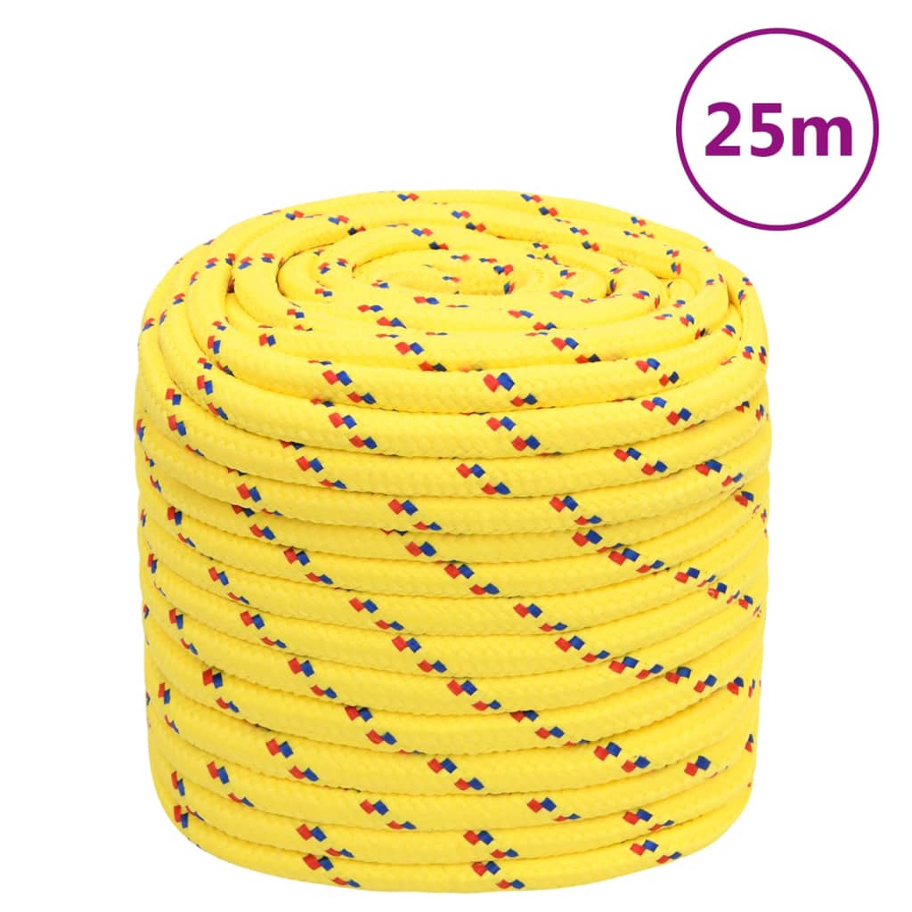 vidaXL Frânghie de barcă, galben, 18 mm, 25 m, polipropilenă vidaXL Frânghie de barcă, galben, 18 mm, 25 m, polipropilenă