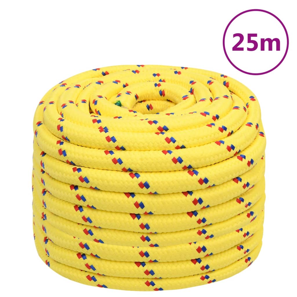 vidaXL Frânghie de barcă, galben, 20 mm, 25 m, polipropilenă vidaXL Frânghie de barcă, galben, 20 mm, 25 m, polipropilenă