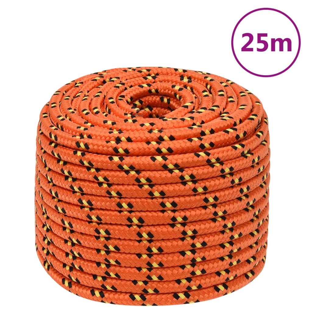 vidaXL Frânghie de barcă, portocaliu, 12 mm, 25 m, polipropilenă vidaXL Frânghie de barcă, portocaliu, 12 mm, 25 m, polipropilenă