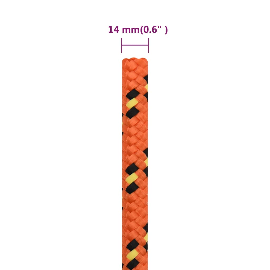 vidaXL Frânghie de barcă, portocaliu, 14 mm, 25 m, polipropilenă vidaXL Frânghie de barcă, portocaliu, 14 mm, 25 m, polipropilenă
