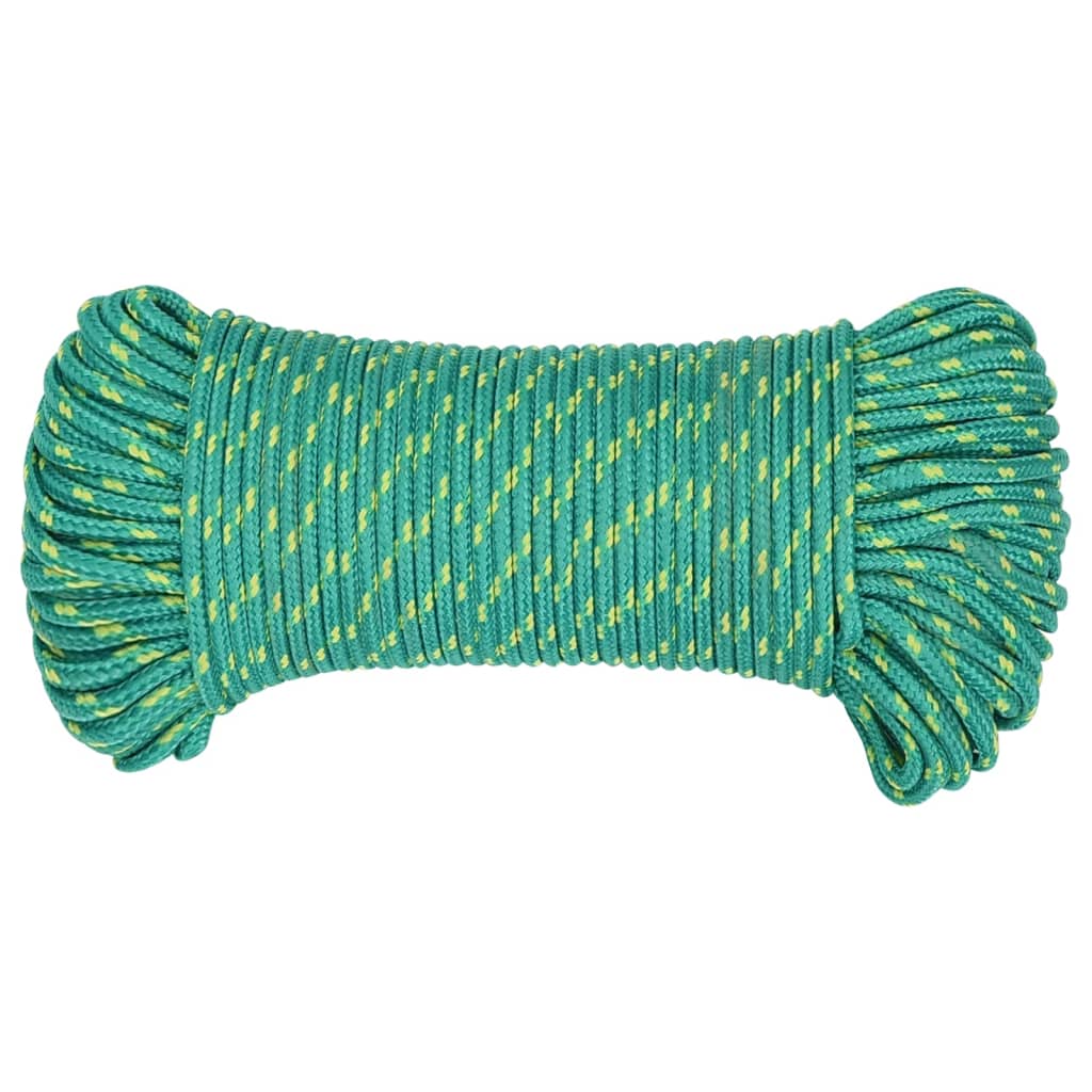 vidaXL Frânghie de barcă, verde, 5 mm, 100 m, polipropilenă