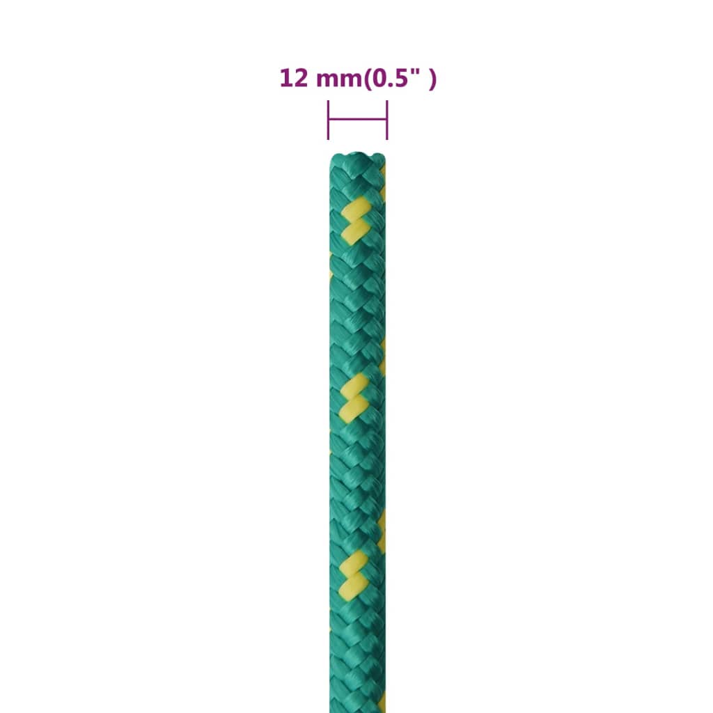vidaXL Frânghie de barcă, verde, 12 mm, 50 m, polipropilenă vidaXL Frânghie de barcă, verde, 12 mm, 50 m, polipropilenă