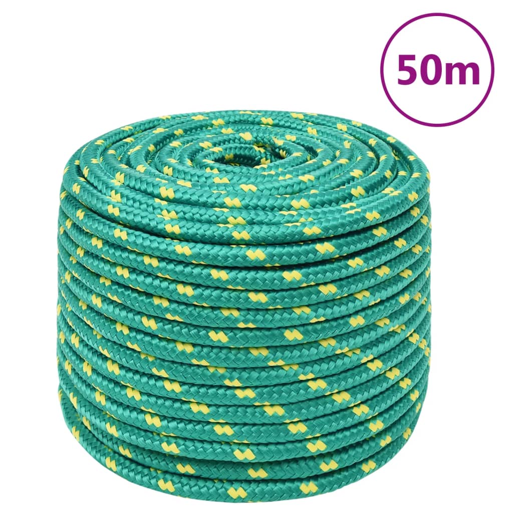 vidaXL Frânghie de barcă, verde, 12 mm, 50 m, polipropilenă vidaXL Frânghie de barcă, verde, 12 mm, 50 m, polipropilenă