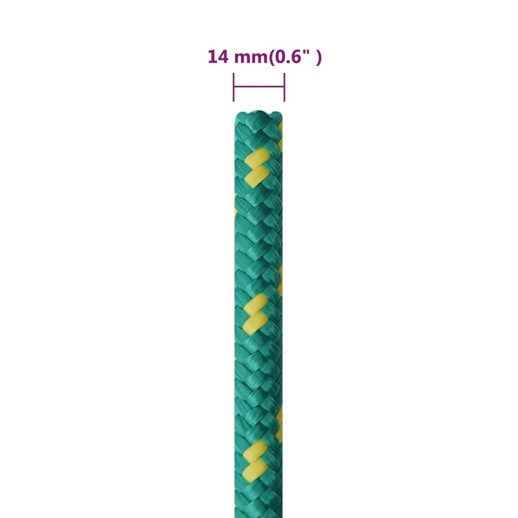 vidaXL Frânghie de barcă, verde, 14 mm, 250 m, polipropilenă vidaXL Frânghie de barcă, verde, 14 mm, 250 m, polipropilenă