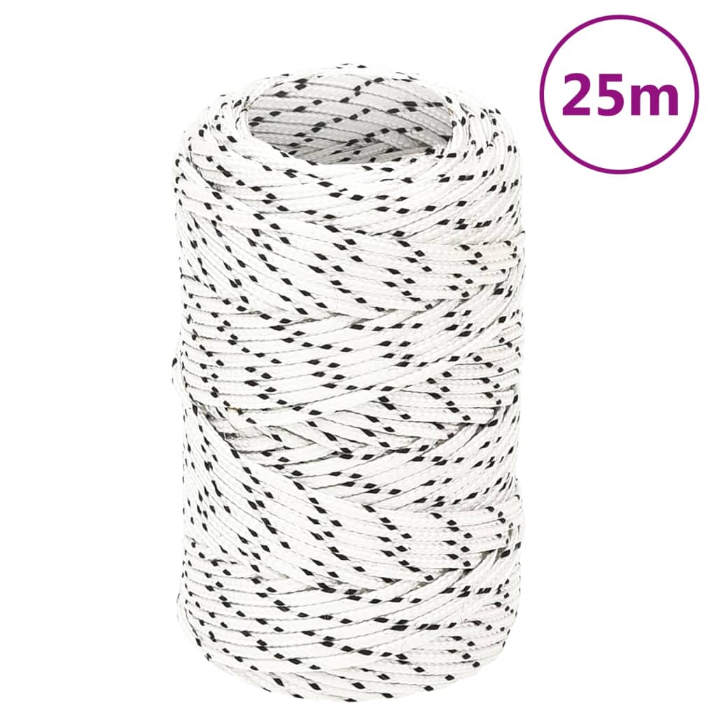 vidaXL Frânghie împletită pentru barcă, alb, 2 mm x 25 m, poliester vidaXL Frânghie împletită pentru barcă, alb, 2 mm x 25 m, poliester