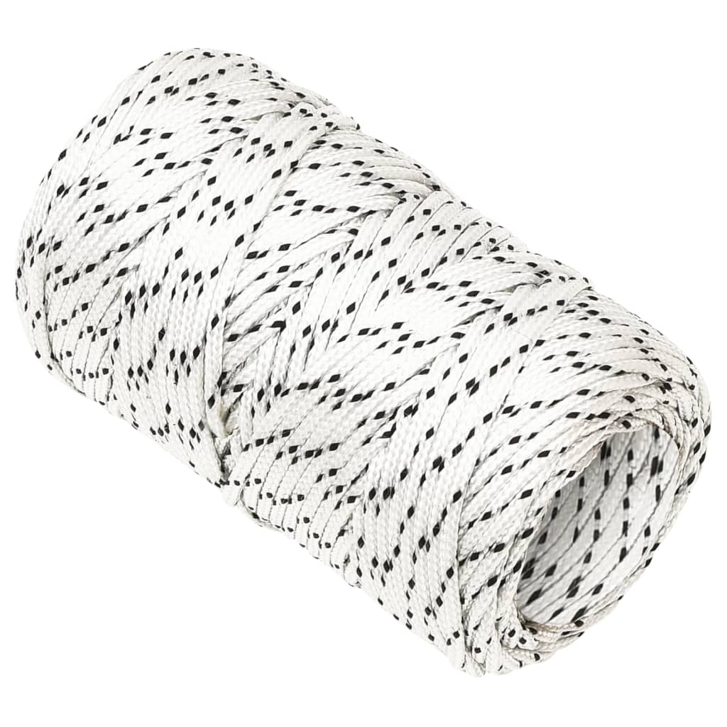 vidaXL Frânghie împletită pentru barcă, alb, 2 mm x 50 m, poliester vidaXL Frânghie împletită pentru barcă, alb, 2 mm x 50 m, poliester