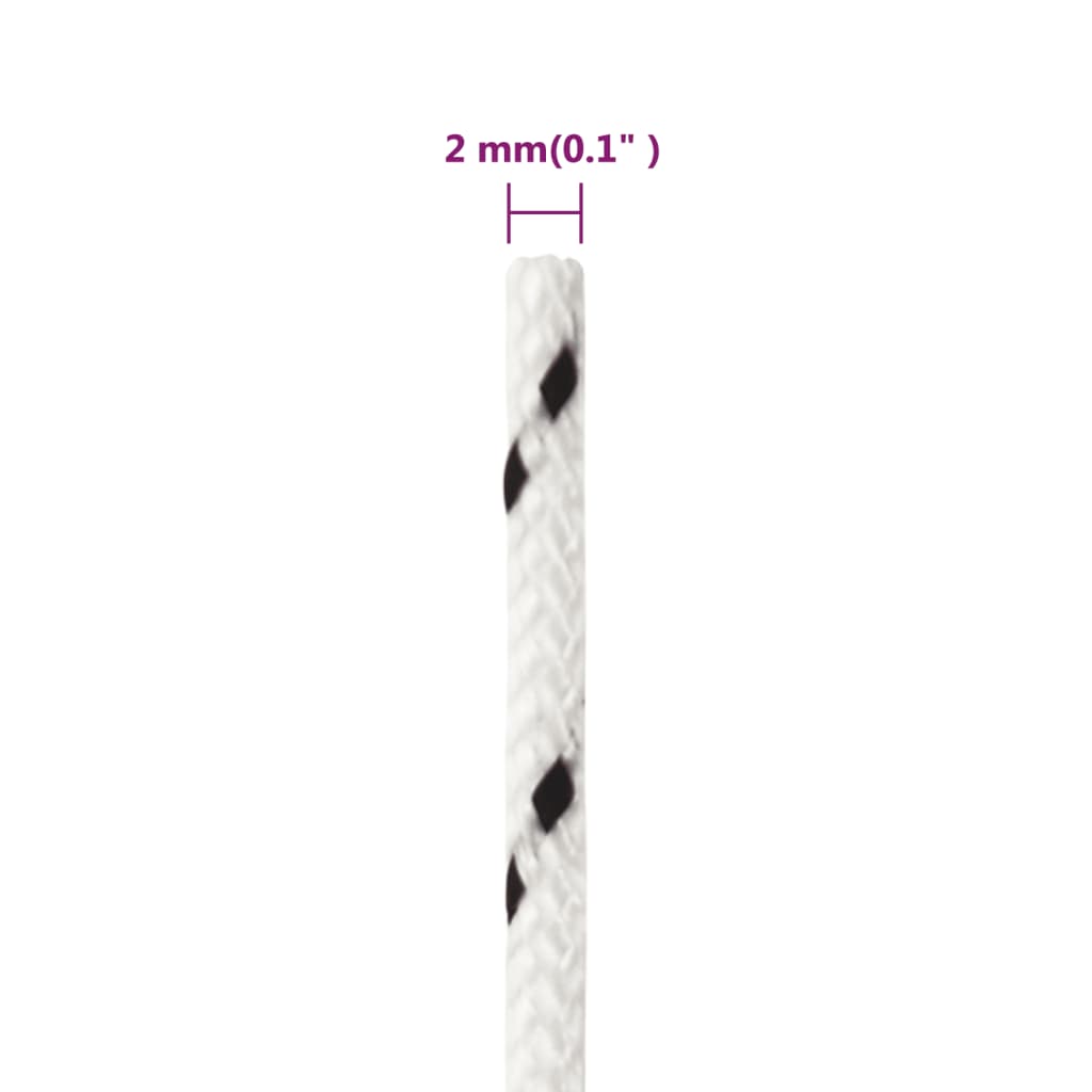 vidaXL Frânghie împletită pentru barcă, alb, 2 mm x 50 m, poliester vidaXL Frânghie împletită pentru barcă, alb, 2 mm x 50 m, poliester