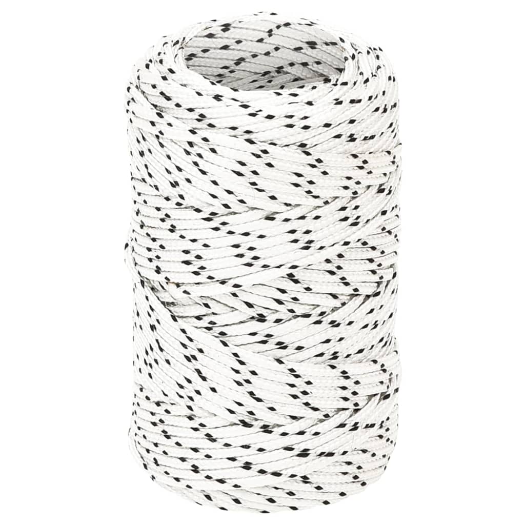 vidaXL Frânghie împletită pentru barcă, alb, 2 mm x 50 m, poliester vidaXL Frânghie împletită pentru barcă, alb, 2 mm x 50 m, poliester