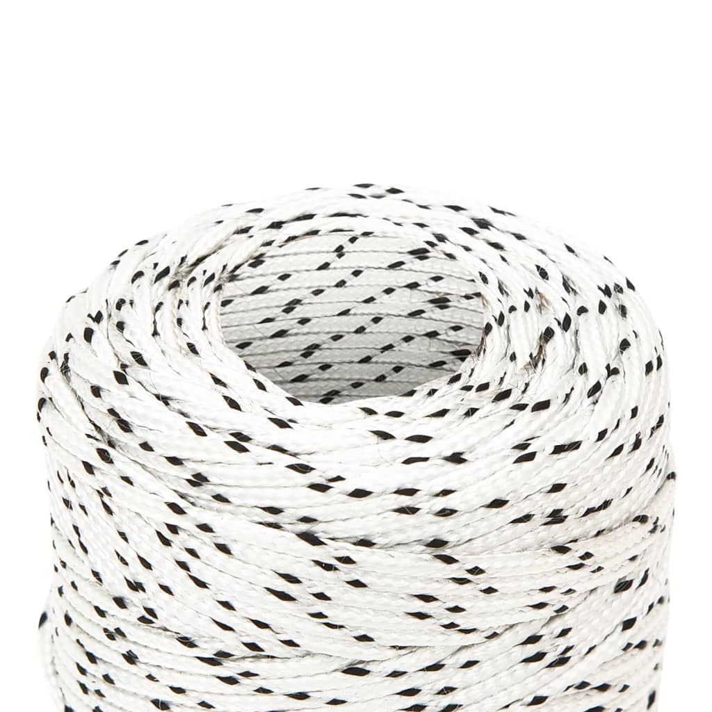 vidaXL Frânghie împletită pentru barcă, alb, 2 mm x 250 m, poliester vidaXL Frânghie împletită pentru barcă, alb, 2 mm x 250 m, poliester