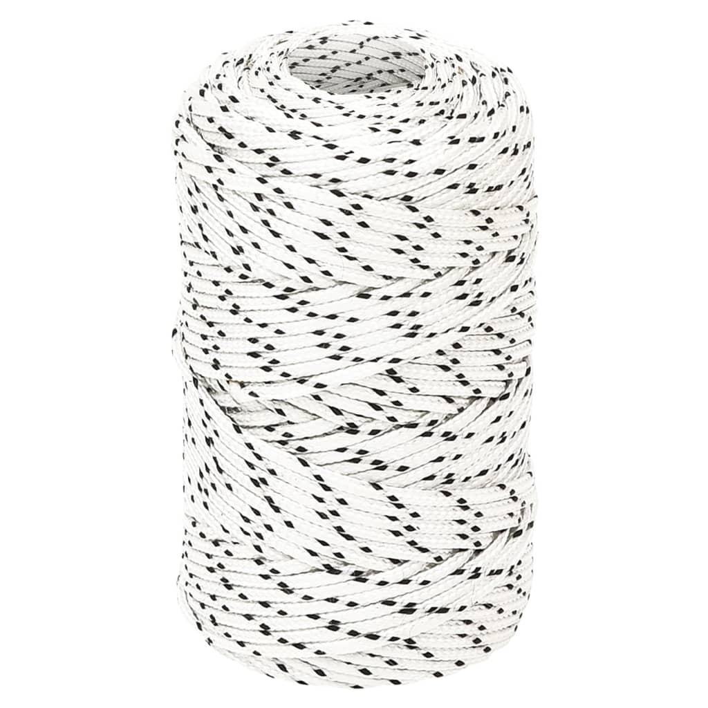 vidaXL Frânghie împletită pentru barcă, alb, 2 mm x 250 m, poliester vidaXL Frânghie împletită pentru barcă, alb, 2 mm x 250 m, poliester