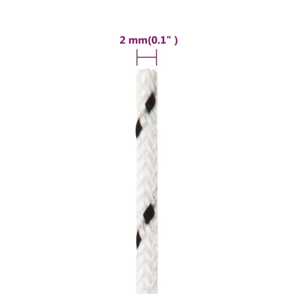 vidaXL Frânghie împletită pentru barcă, alb, 2 mm x 500 m, poliester vidaXL Frânghie împletită pentru barcă, alb, 2 mm x 500 m, poliester