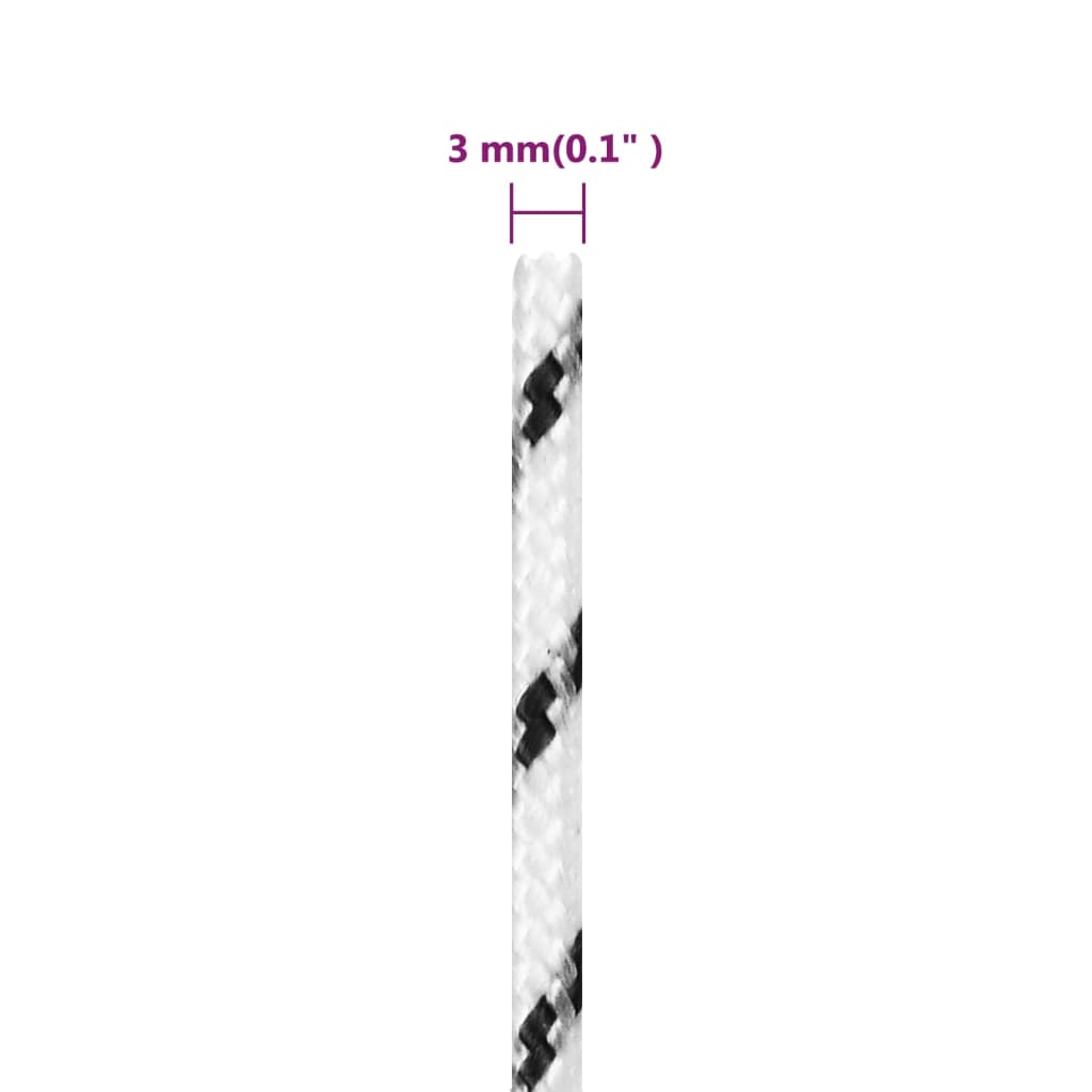 vidaXL Frânghie împletită pentru barcă, alb, 3 mm x 500 m, poliester vidaXL Frânghie împletită pentru barcă, alb, 3 mm x 500 m, poliester
