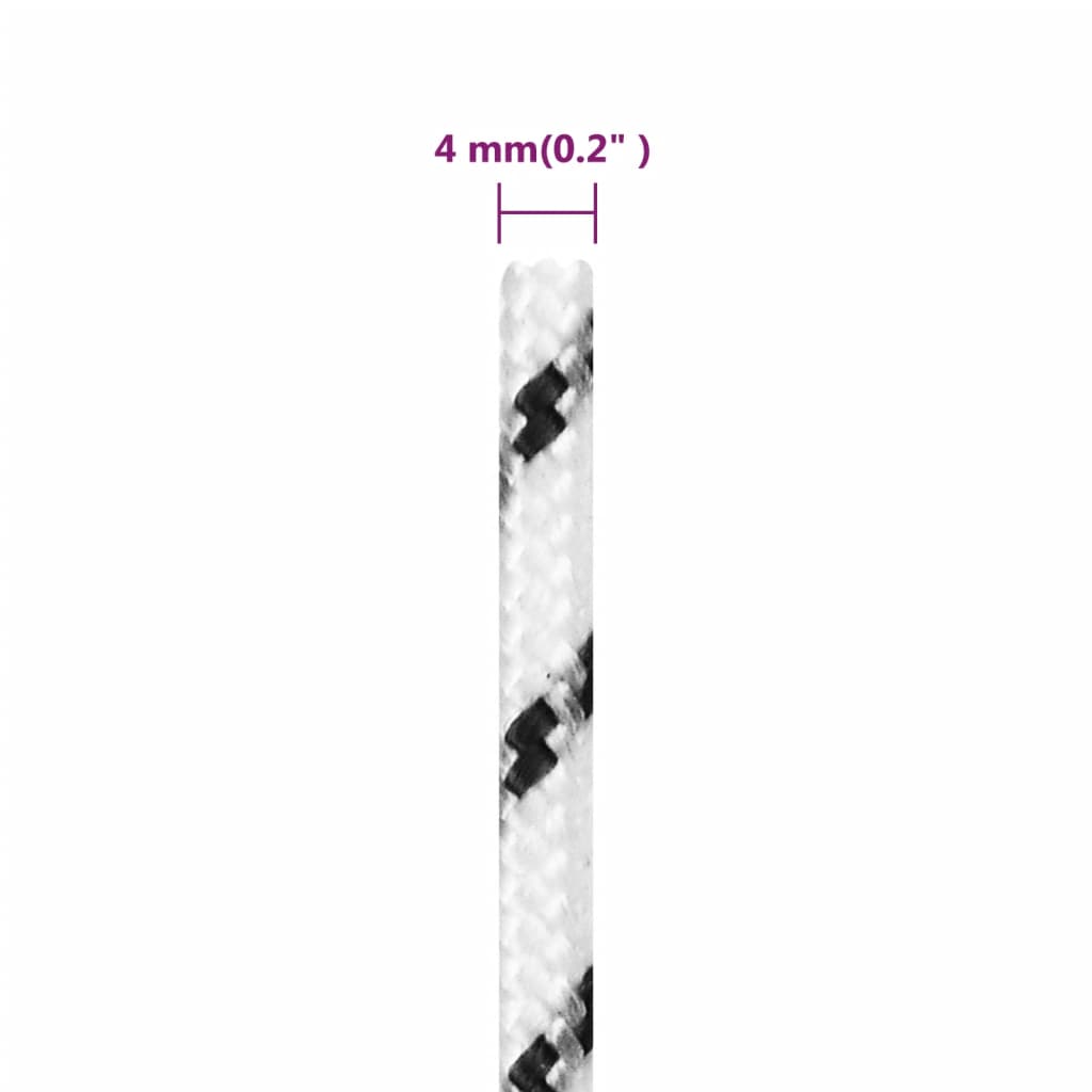 vidaXL Frânghie împletită pentru barcă, alb, 4 mm x 25 m, poliester vidaXL Frânghie împletită pentru barcă, alb, 4 mm x 25 m, poliester
