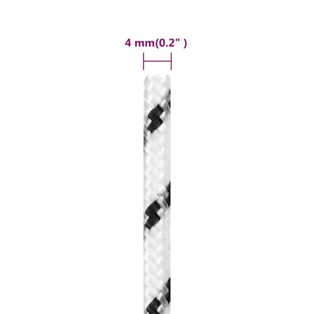 vidaXL Frânghie împletită pentru barcă, alb, 4 mm x 50 m, poliester vidaXL Frânghie împletită pentru barcă, alb, 4 mm x 50 m, poliester