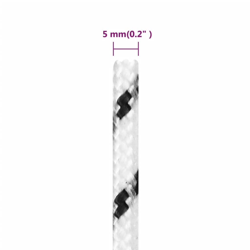 vidaXL Frânghie împletită pentru barcă, alb, 5 mm x 100 m, poliester vidaXL Frânghie împletită pentru barcă, alb, 5 mm x 100 m, poliester