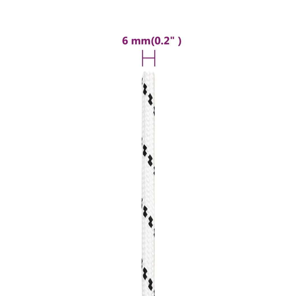 vidaXL Frânghie împletită pentru barcă, alb, 6 mm x 25 m, poliester vidaXL Frânghie împletită pentru barcă, alb, 6 mm x 25 m, poliester