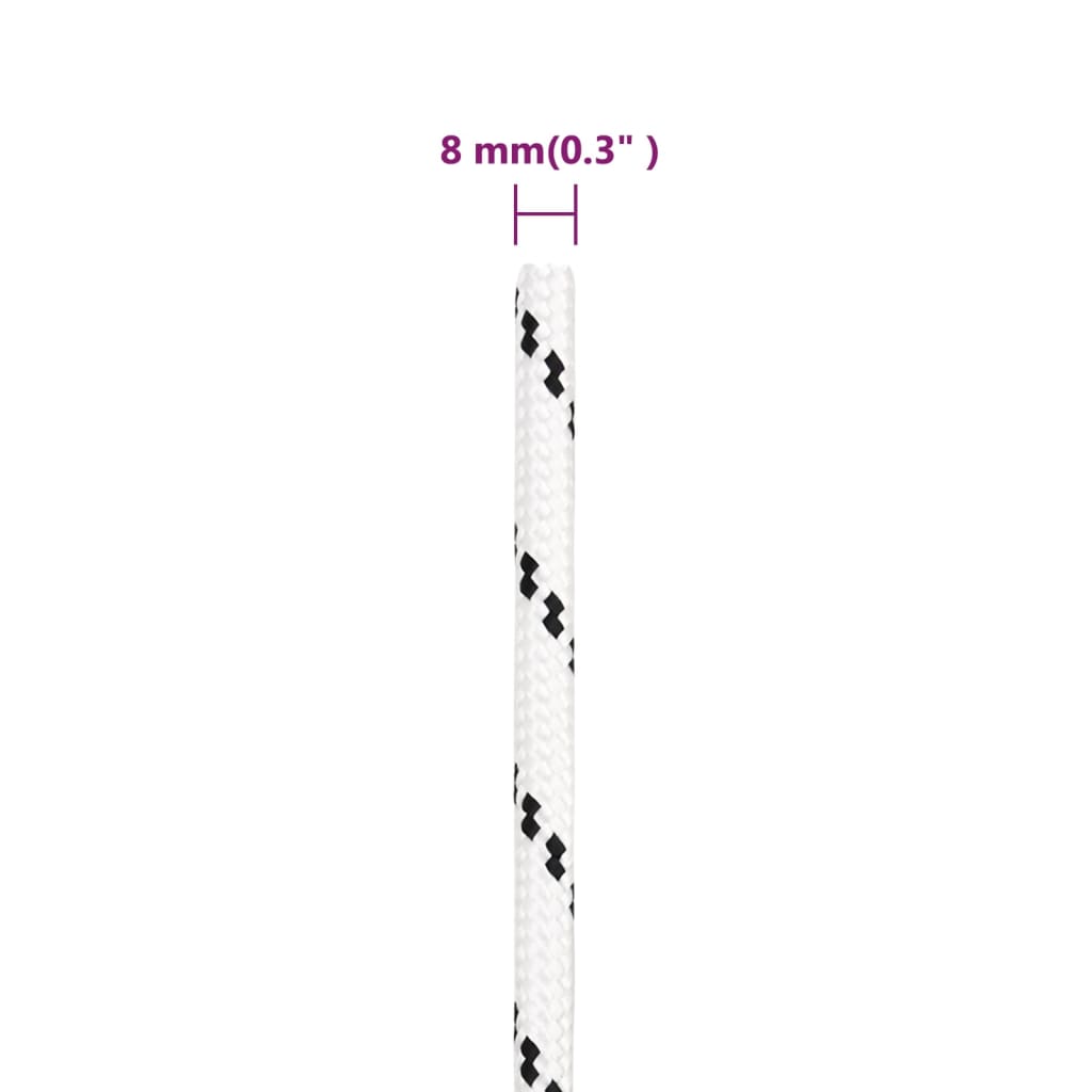vidaXL Frânghie împletită pentru barcă, alb, 8 mm x 100 m, poliester vidaXL Frânghie împletită pentru barcă, alb, 8 mm x 100 m, poliester