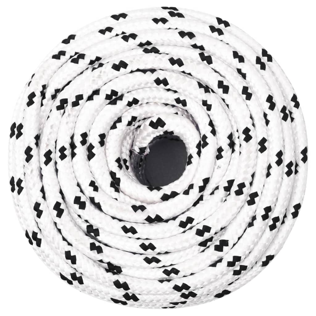 vidaXL Frânghie împletită pentru barcă, alb, 10 mm x 25 m, poliester vidaXL Frânghie împletită pentru barcă, alb, 10 mm x 25 m, poliester