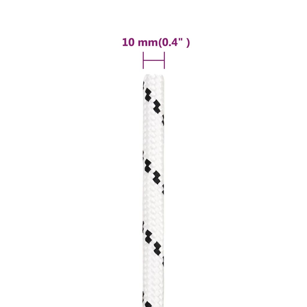 vidaXL Frânghie împletită pentru barcă, alb, 10 mm x 25 m, poliester vidaXL Frânghie împletită pentru barcă, alb, 10 mm x 25 m, poliester