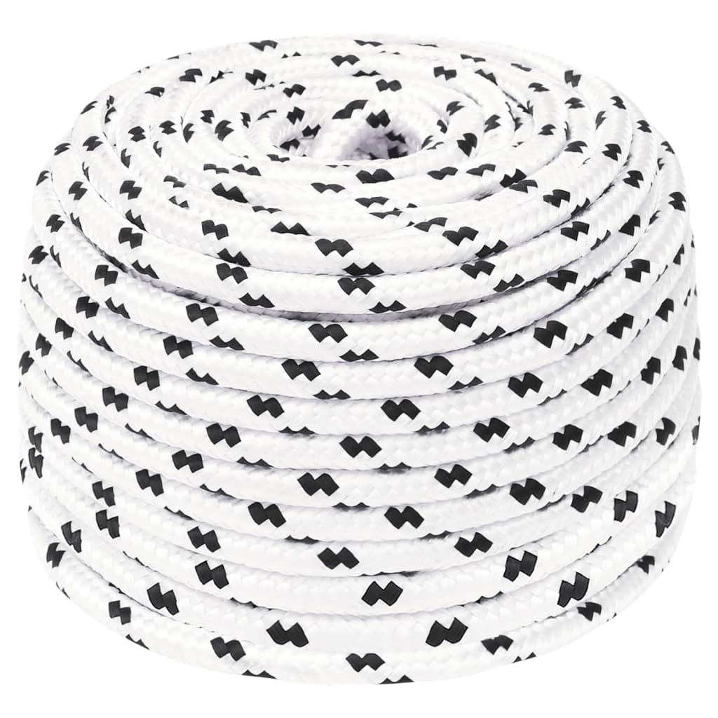 vidaXL Frânghie împletită pentru barcă, alb, 10 mm x 25 m, poliester vidaXL Frânghie împletită pentru barcă, alb, 10 mm x 25 m, poliester
